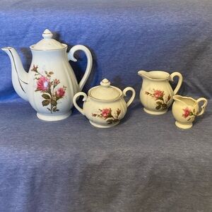 Vintage Japanese 4 piece teapot set.  Moss rose mist design